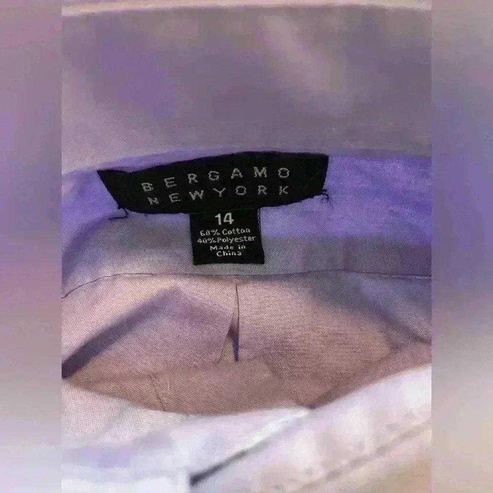 Bergamo New York Boys Size 14 Dress Shirt Purple